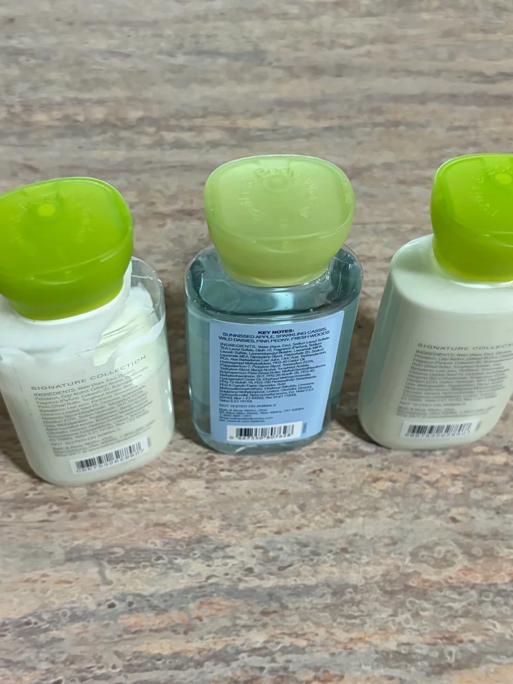 Bath & Body Works Beautiful Day Travel Body Wash & Lotions - Green Caps